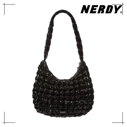 NERDY 公式正規品 グロッシー クラウド キルティングバック ラージ (Black) 韓国ファッション