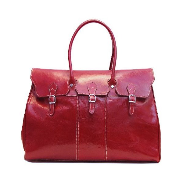 Floto Lugano Leather Weekender Travel Bag Overnighter Duffle Bag (Tuscan Red) 並行輸入品