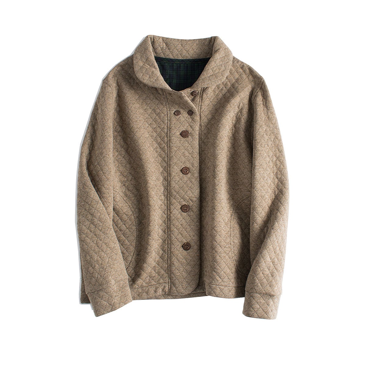 新作登場 ジャケット キルティング 前開き チェック柄 立ち襟 ボタンデザイン レディース 秋冬 トップス アウター 中綿 ポケット 体型カバー コート