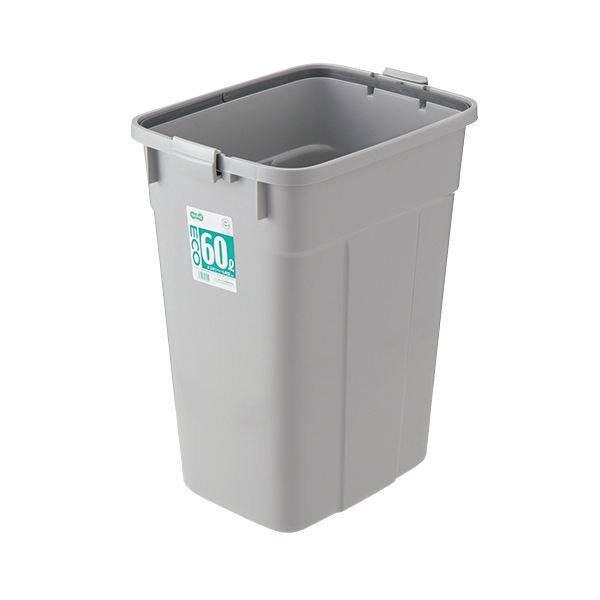 （まとめ）TANOSEE エコポリペール 角型 60L 本体 グレー 1個 フタ別売 (×3セット)