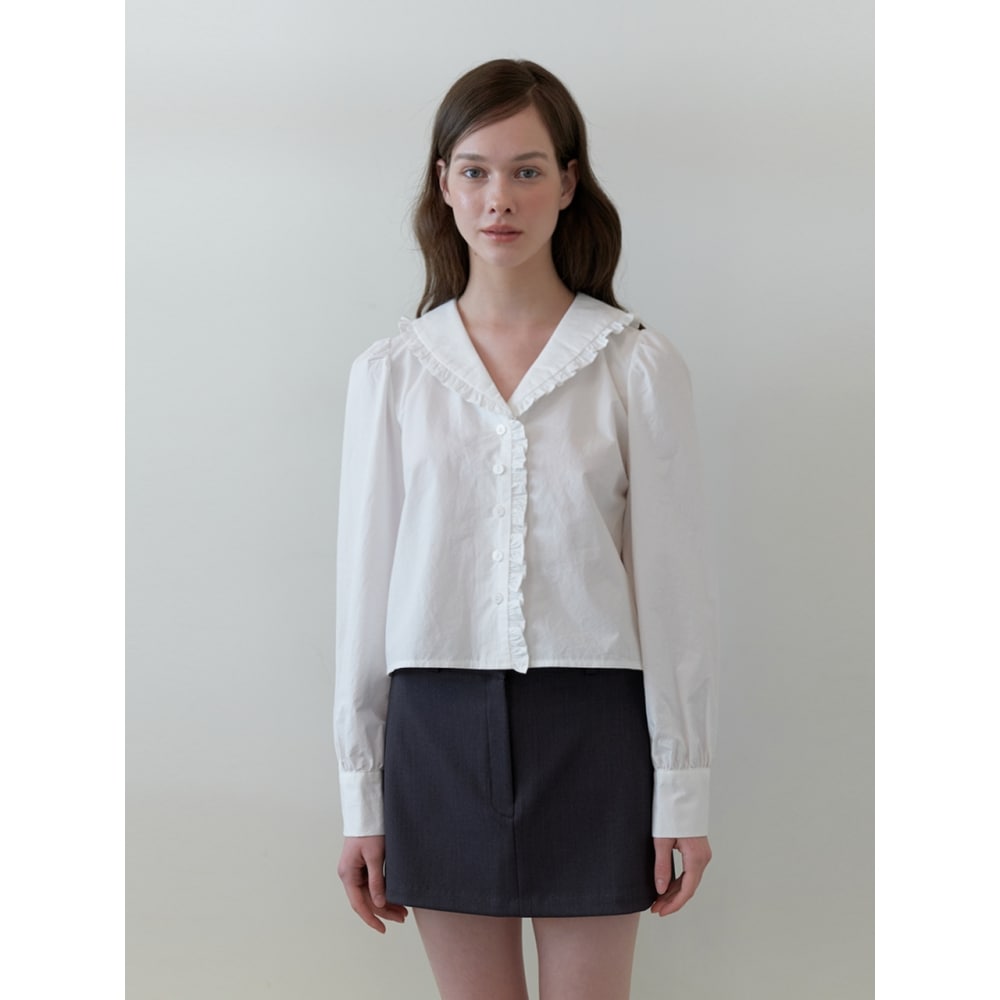 キンダベイビープリントフリルブラウスホワイト