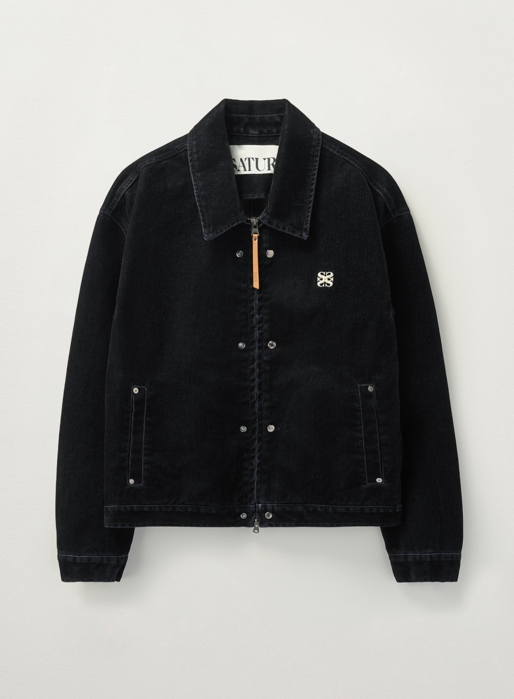 【SATUR】 TEO VELVET DENIM JACKET : BLACK