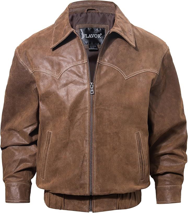 メンズ 本革 ボンバー レザー ジャケット カジュアル パイロットジャケット 秋冬( ブラウン, 2XL)