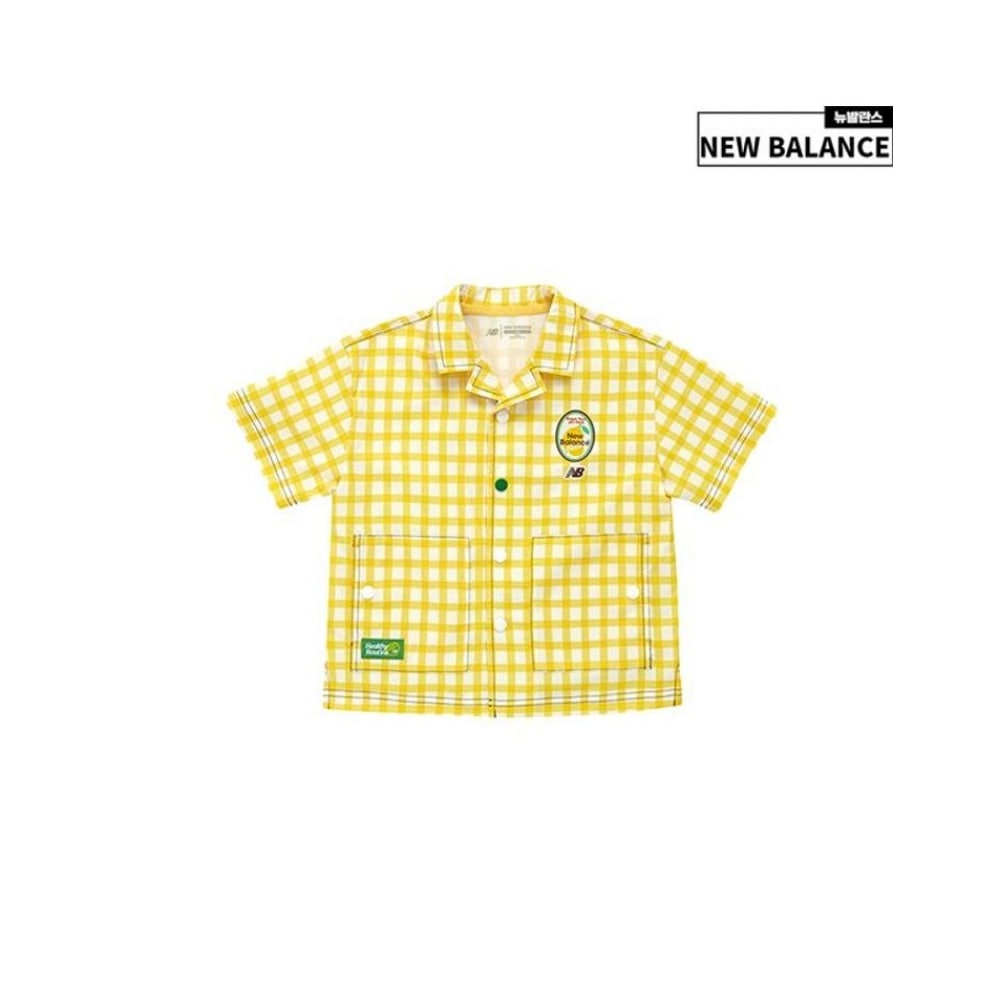 ニューバランス キッズ シアサッカー チェック シャツ 上下セット NK9YE3601B-30
