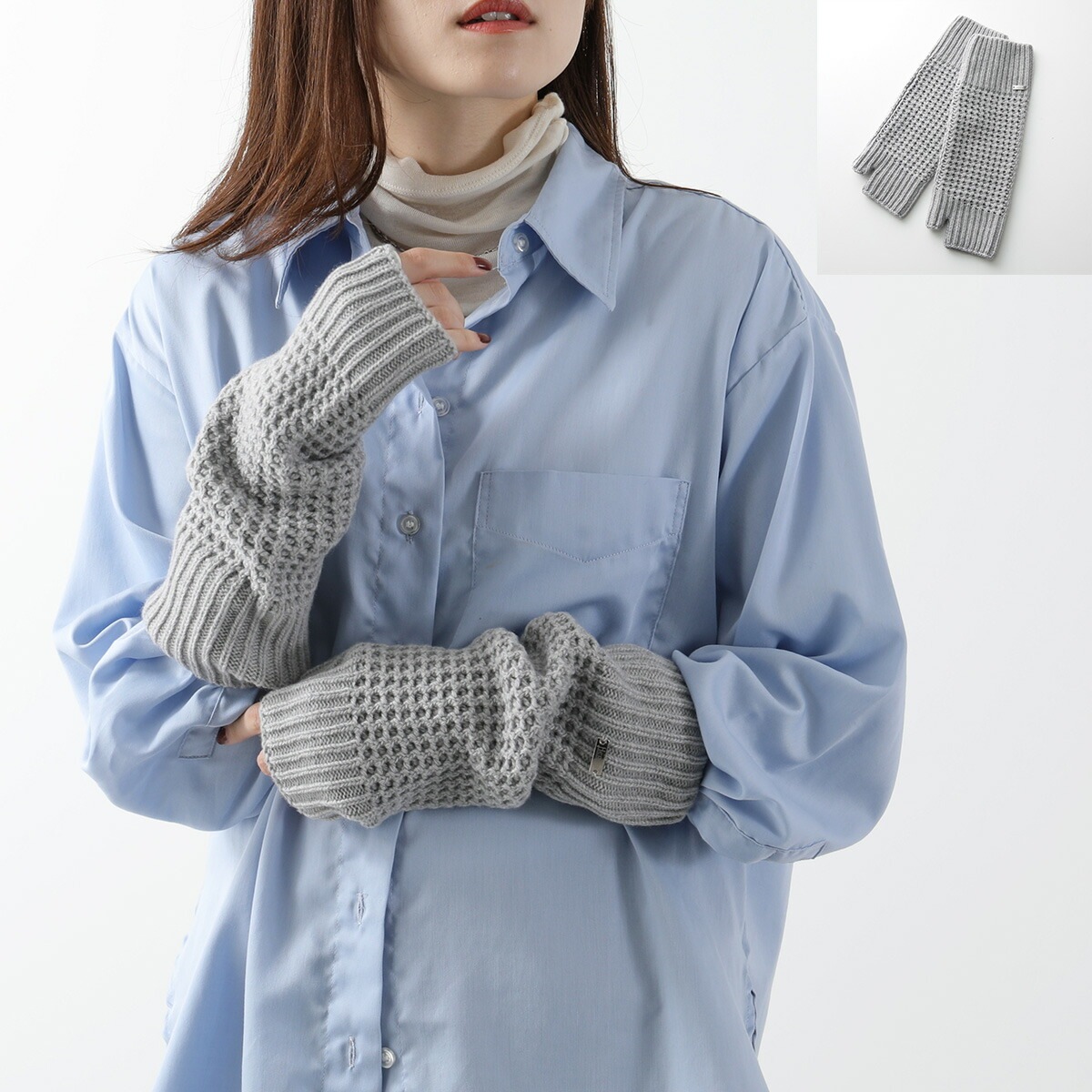 HERNO ヘルノ ハンドウォーマー MANIC000001DR 70190 レディース ウール フィンガーレス ローゲージ ニット 手袋 グローブ 9404