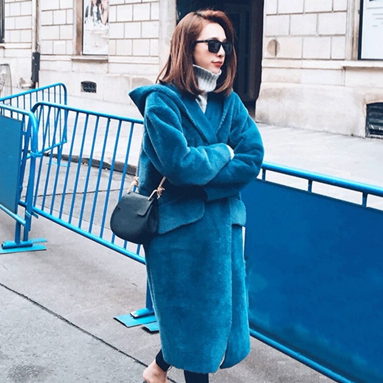 毛皮コート スエードコート ファーコート レディース ロング モコモコ 暖かい フード付きジャケッ