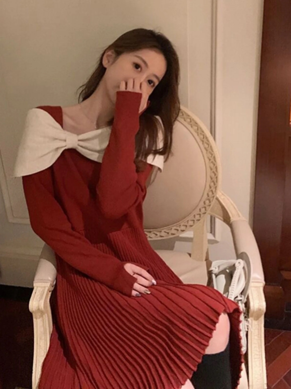 卯年の新年とクリスマスを祝う正月シャツ 赤の婚約ドレス 女性用 赤いドレス