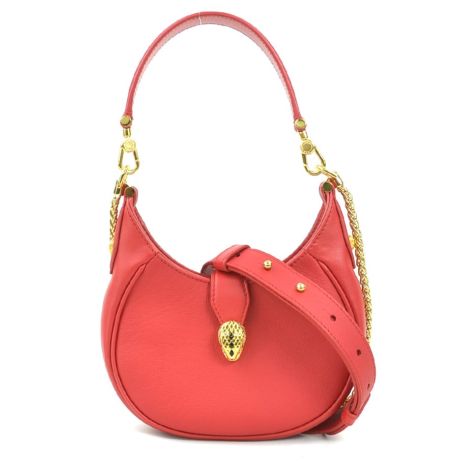 ブルガリ BVLGARI ハンドバッグ ショルダーバッグ セルペンティ レザー レッド レディース 56070a