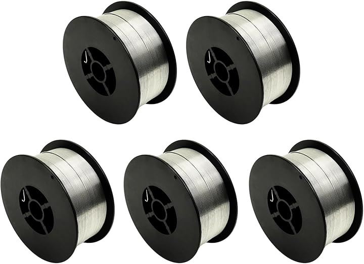 溶接ワイヤー5個セット1.0mm 5kg 1kg x フラックスワイヤー MIG(溶接 面 メガネ マスク 安全靴 頭巾 腕 カバー 半自動 帽子 ペンチ ゴーグル アース 手袋 革)