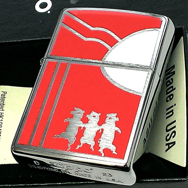 ZIPPO スリーピッグス おしゃれ ジッポ ライター レッド 三匹の子豚 シルバー 赤 レトロ かっこいい 可愛い メンズ ギフト プレゼント
