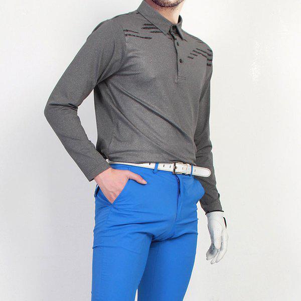 マインフロー男性ゴルフTシャツ長袖Tシャツ男性ゴルフカラーT BLゼブラ長袖スパンデックスゴルフT