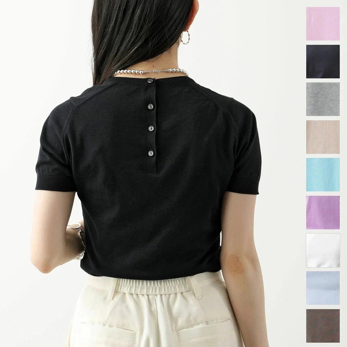 JOHN SMEDLEY ジョンスメドレー ニット BONNIE SLIM FIT レディース シーアイランドコットン クルーネック ハイゲージ 半袖 無地 カ