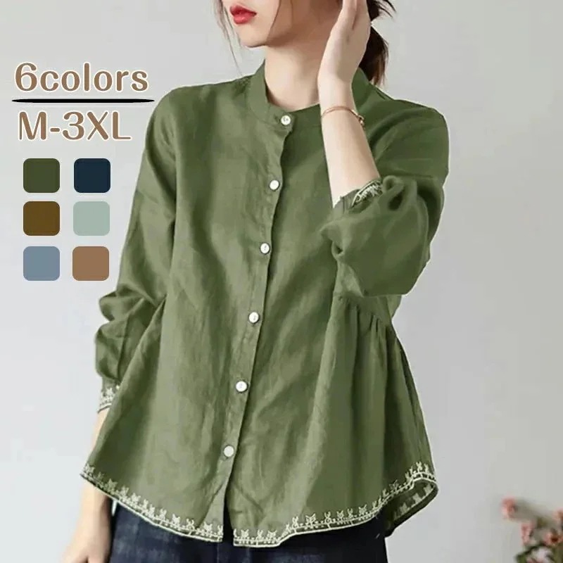 ガーゼ シャツ Ｔシャツ ブラウス レディース 綿麻シャツ トップス 前開き 七分袖 ゆったり おしゃれ ゆるシルエット フォーマル エレガント 柔らか 綿麻 カジュアル ナチュラル ビジネス