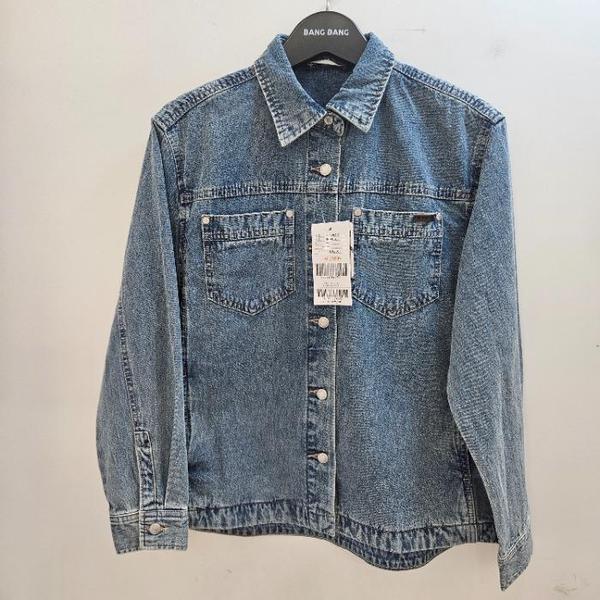 BANG BANG HC19 女性 秋 胸 ダブルポケット 両側ポケット オーバーフィット デニムシャツ (S40835331)