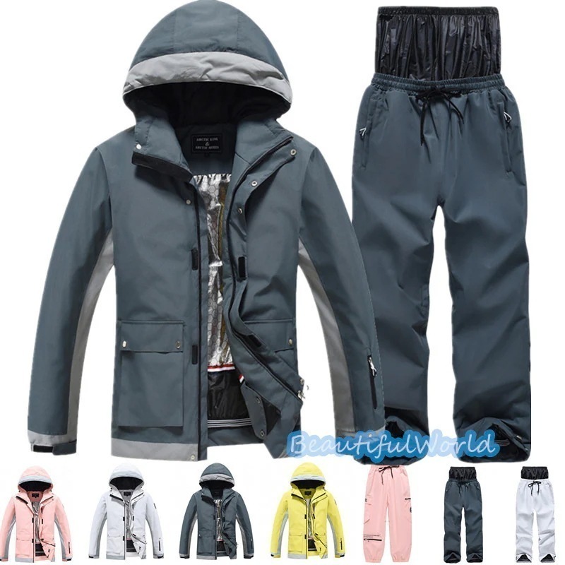 スノーボードウェア上下セットスキーウェアメンズレディースセットアップ男女兼用スノボウェアスノーボードジャケットパンツ撥水防風保温雪遊び暖かいH77