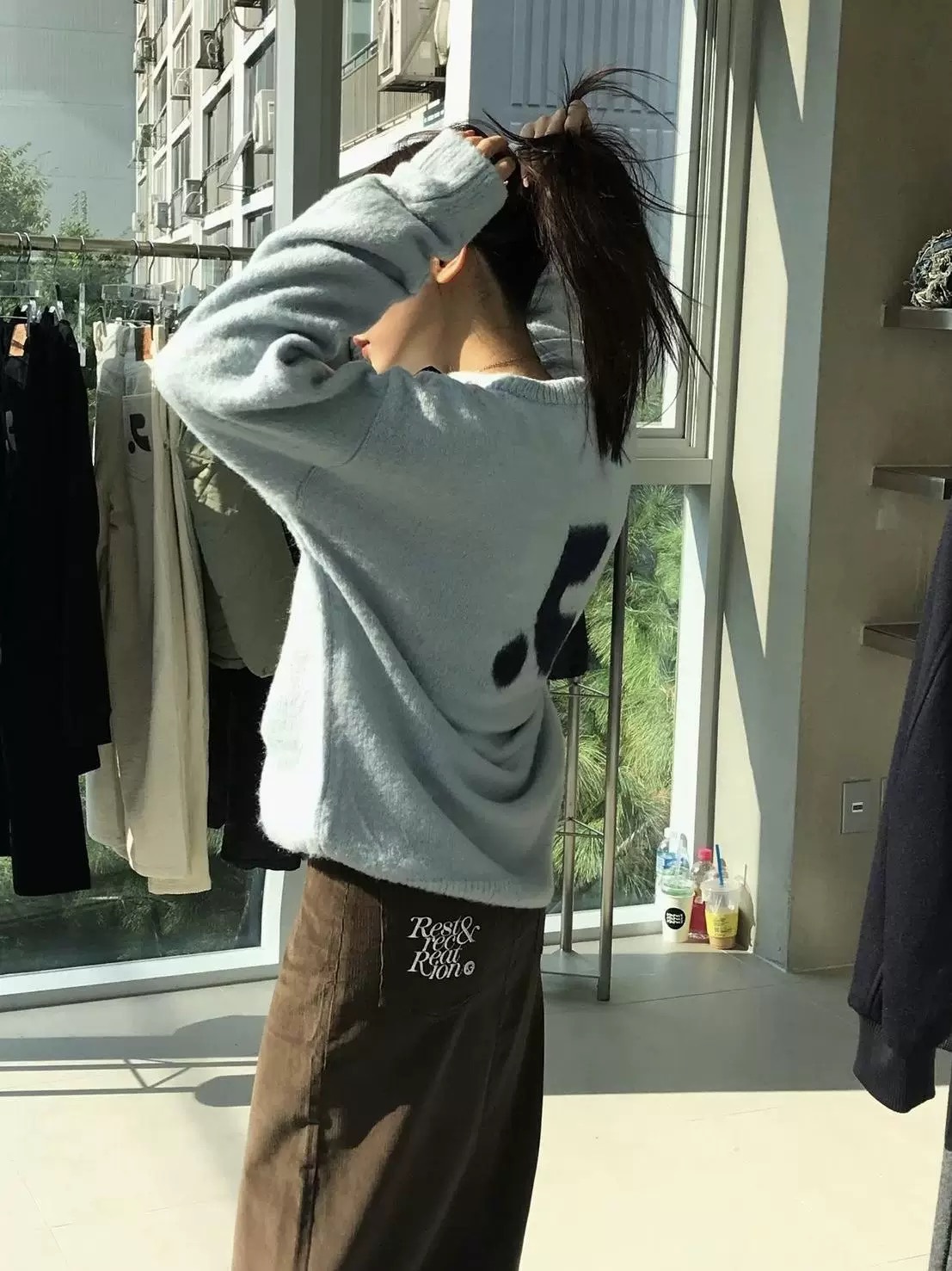 RR HAIRY JACQUARD KNIT TOP 韓国　人気　ブランド　トップス　ふわふわ　秋冬　AW ロゴ　アイドル　防寒　あざとい 17,520円