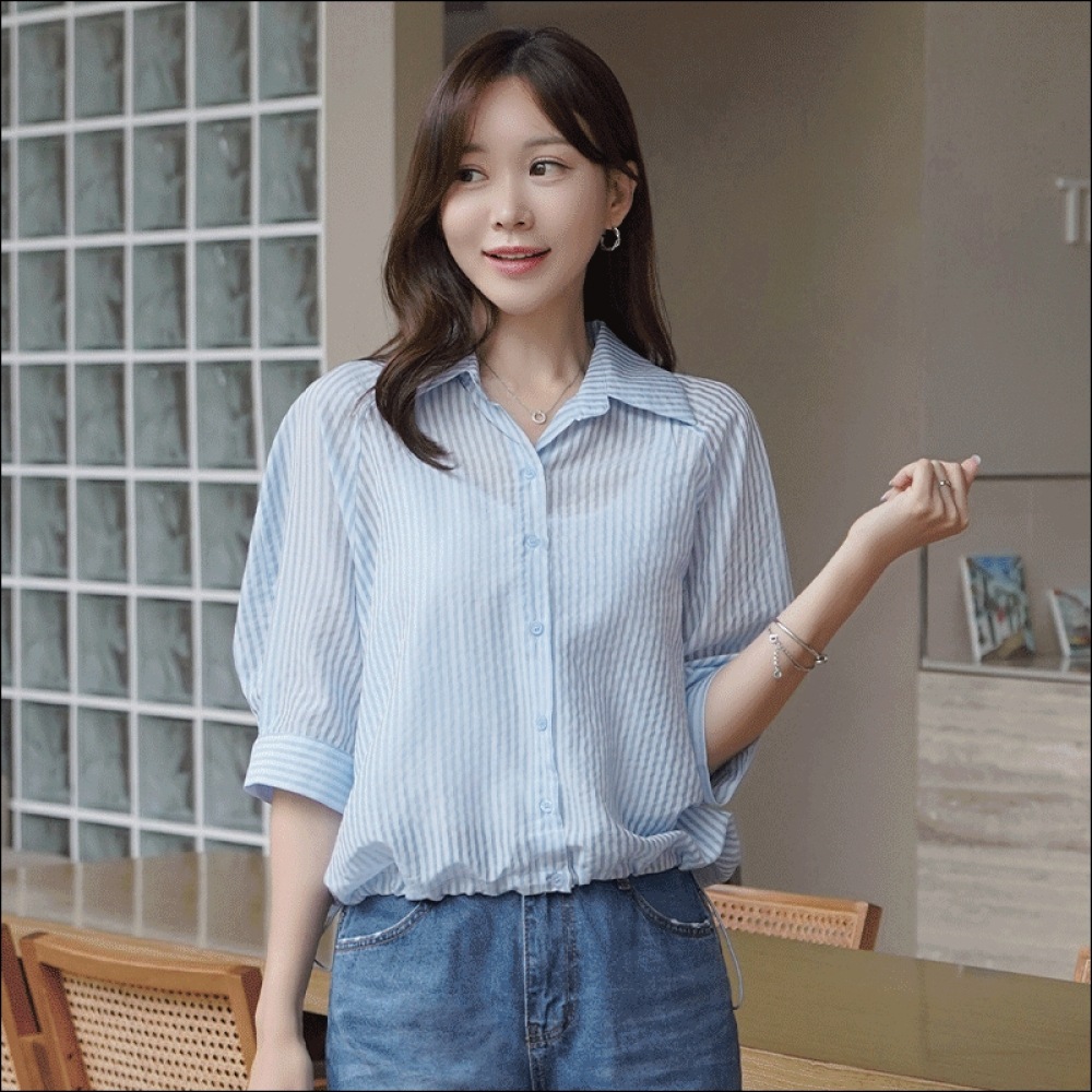 クリックアンドファニー レルストライプ ストリングシャツ