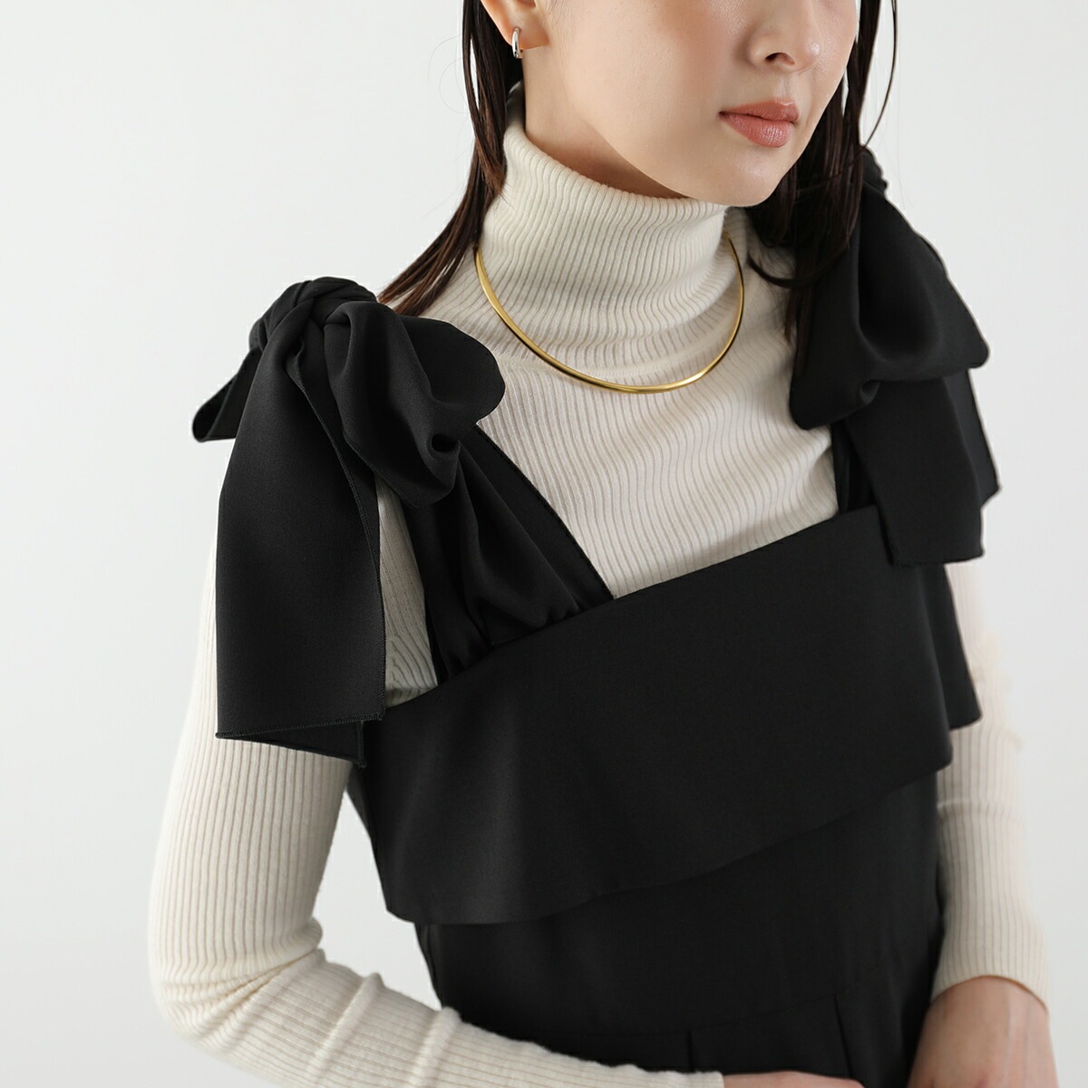 PICCIN ピッチン サロペット 907430 レディース リボン ワイドパンツ オールインワン ストレッチ 91
