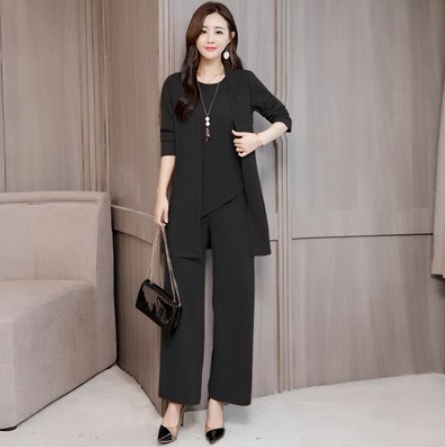 セットアップ サイズ豊富 大きいサイズ 3点セット ワイドパンツ ノースリーブ 7分袖 ラウンドネック ワイド 前開き 通気性 薄手 3点セット スリーピース きれいめ シンプル 上品 おしゃれ 4,520円