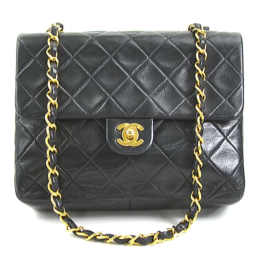 シャネル CHANEL ショルダーバッグ マトラッセ レザー/メタル ブラック/ゴールド レディース e59575a