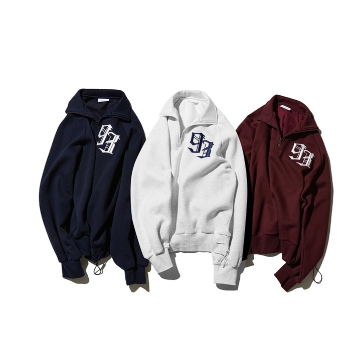 93 ロゴ ハーフ ジップアップ 3color