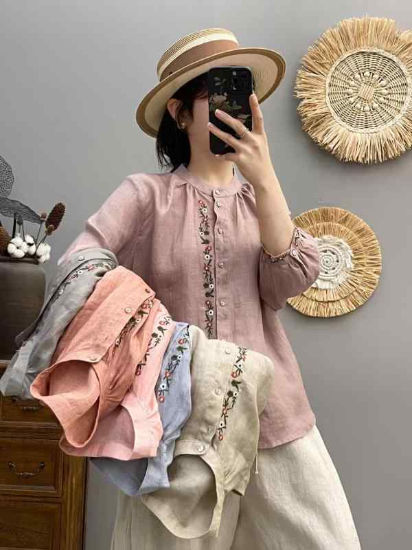 レディース ファッション おしゃれ 夏 トップス レトロ エスニック シャツ 体型カバー スリム 日焼け防止 シャツ 薄手 涼しい