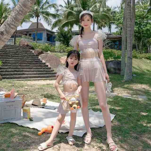 女の子水着 親子ペアルック 体型カバー 親子コーデ 子供水着 夏 ビーチ 海 温泉 上下セットアップ ママ水着 レディース水着 プール 水泳 夏新品 キッズ水着 セクシー系