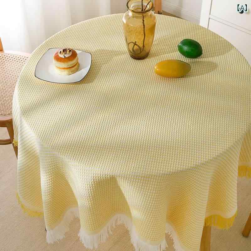 テーブルクロス おしゃれ 長方形 正方形 西欧風 レトロ 綿麻 チェスト わき机 円卓 ダイニング リビング 寝室 インテリア 装飾 フリンジ シンプル モダン ピンク 黄 白