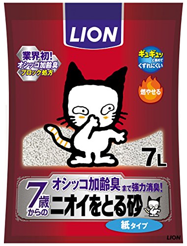 ライオン (LION) ニオイをとる砂 猫砂 紙タイプ 7歳以上猫用 7L7袋 (ケース販売)