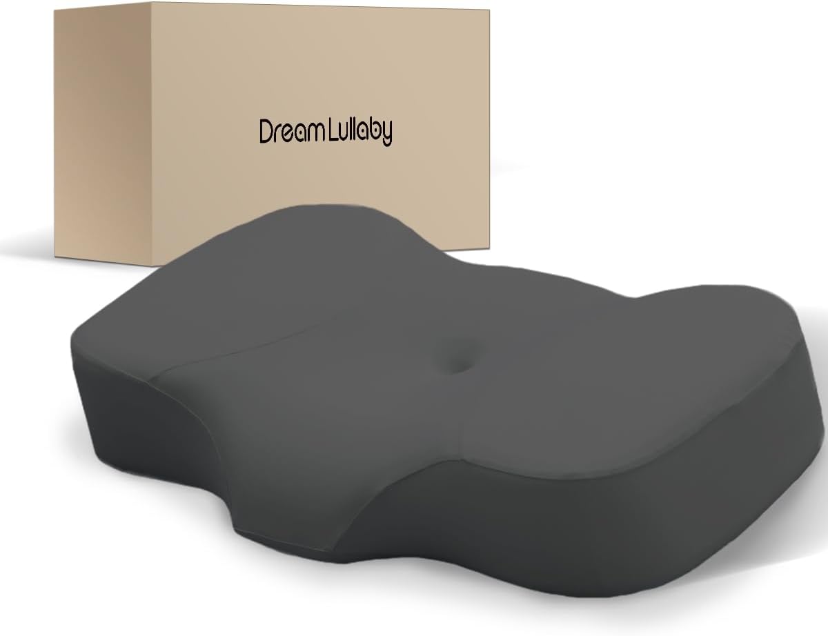 DreamLullaby枕首が痛くならない枕安眠枕快眠枕低反発メモリーフォーム人間工学的なデザイン仰向けと横寝る人向け洗濯可能な枕カバー付きプレゼント