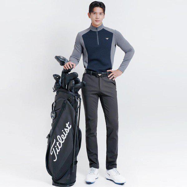 メンズハーフジップキルティングTシャツ ゴルフウェア ゴルフ長袖Tシャツ ゴルフウェア ゴルフ TシャツDJ TSAG SDBFWT.._P356160063