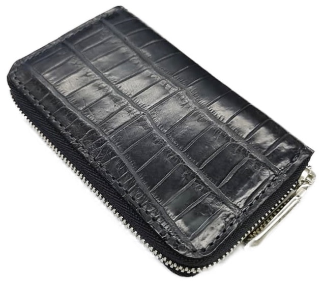 LESAC 8143 CROCODILE SMOKE GREYレザック ラウンドファスナ長財布