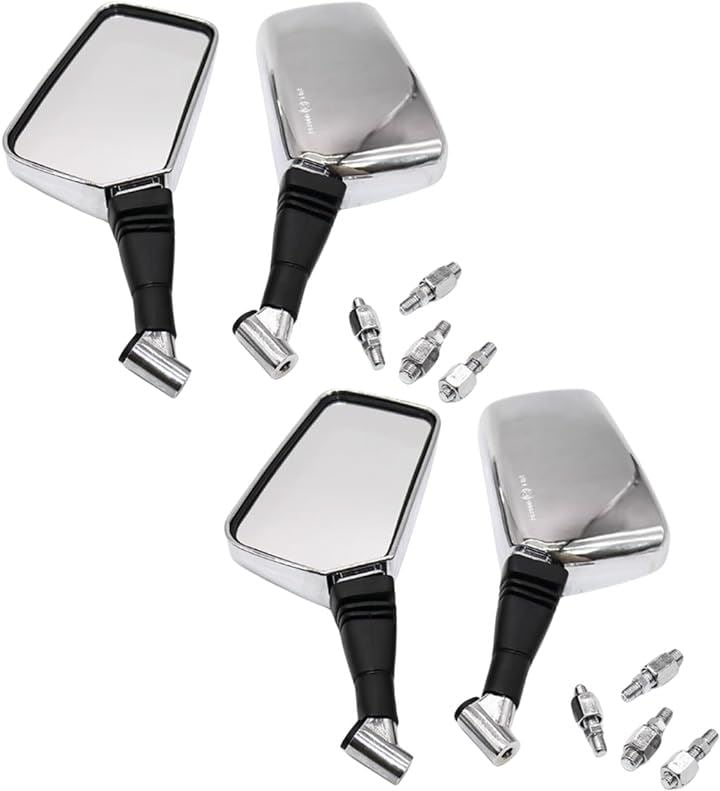 バイク ミラー スクエア 角型 8mm 10mm 汎用 正ネジ 左右セット オートバイ ハンドル 鏡 サイド 原付 スクーター( シルバーx2)