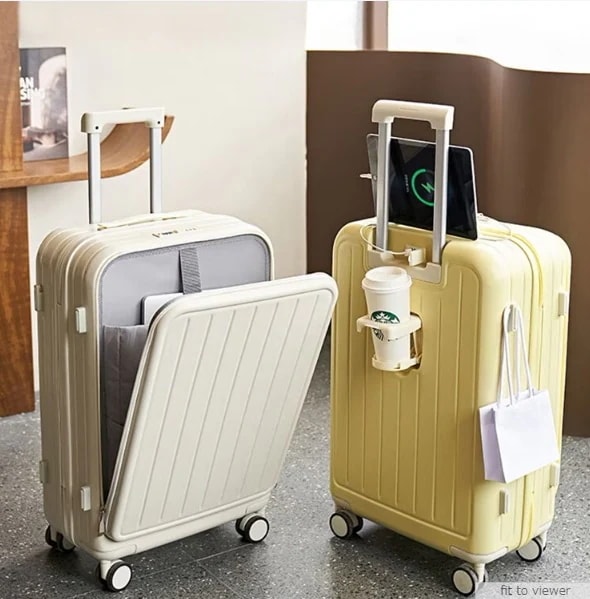 キャリーケース スーツケース 機内持ち込み キャリーケース 多機能カップホルダー付き USB充電可能 軽量 ins人気 TSAロック 短途旅行