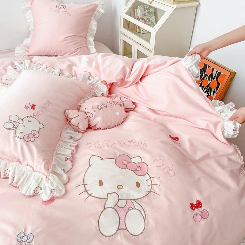 ハローキティ 寝具 子供用 ピンク プリンセスベッド 34点セット 綿100％ コットン 6,558円