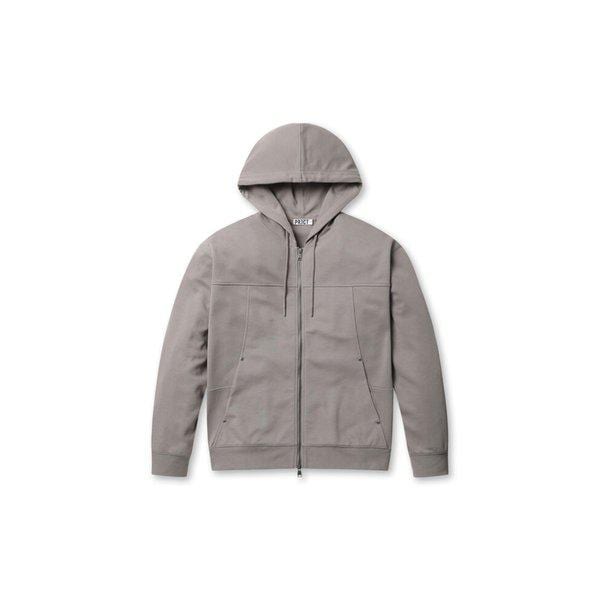 [始興店] 男性リベットディテールフード付きジップアップ