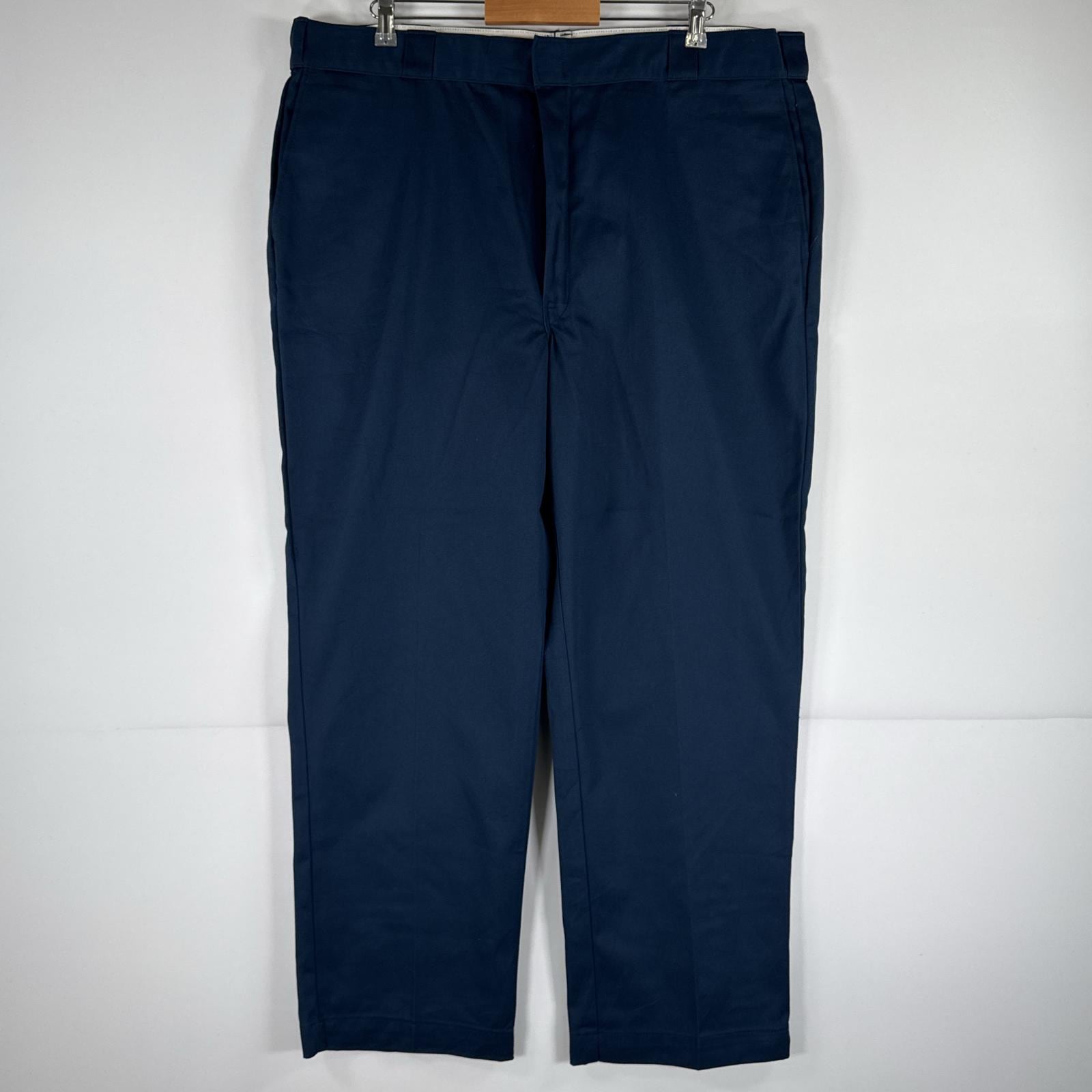 古着 90s/90年代 ワークパンツ TALONジップ USA製 センタープレス 大きいサイズ w44 L30 ネイビー メンズ