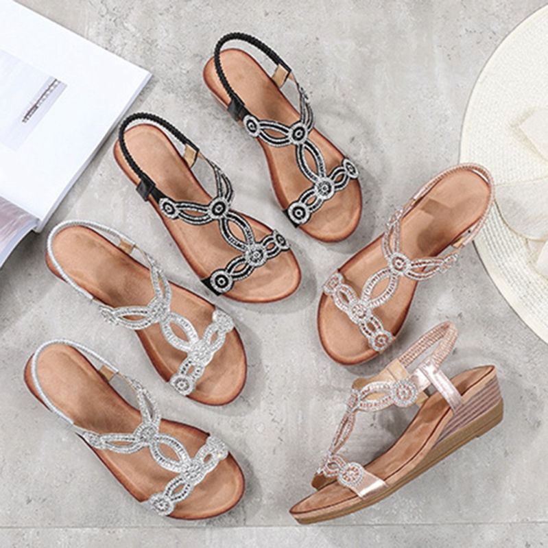 777円OFFクーポン やわらかソール ウェッジソールサンダル 疲れない靴 痛くない レディース 靴 夏 ファッション 歩きやすい 素足 厚底 サンダル 大きいサイズ ビーチサンダル カジュアル ママ