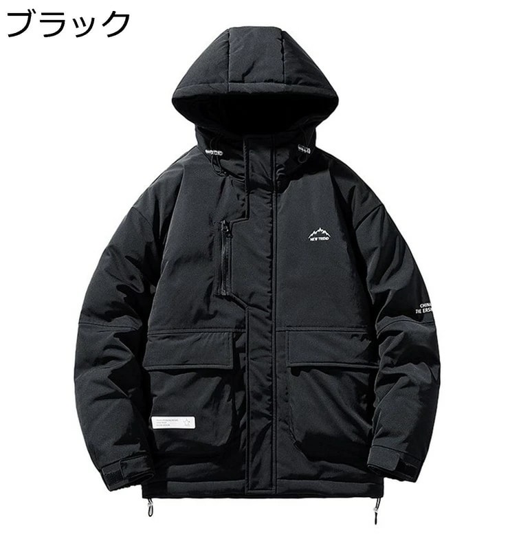 中綿ジャケット メンズ アウトドアジャケット 冬用 大きいサイズ ダウンコットンコート 厚手 防寒 防風 保温 暖かい カジュアル ブルゾン ジャンパー フード付き
