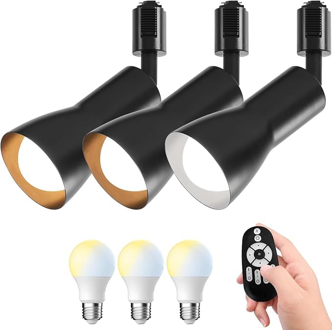 LED ダクトレール用 スポットライト 3個セット 調光 調色 リモコン付き 2.4GHz Wi-Fi対応 E26口金 8.3W 60W形相当 900LM 電球色 3色切替 角度調節自由 天井照明 ダ