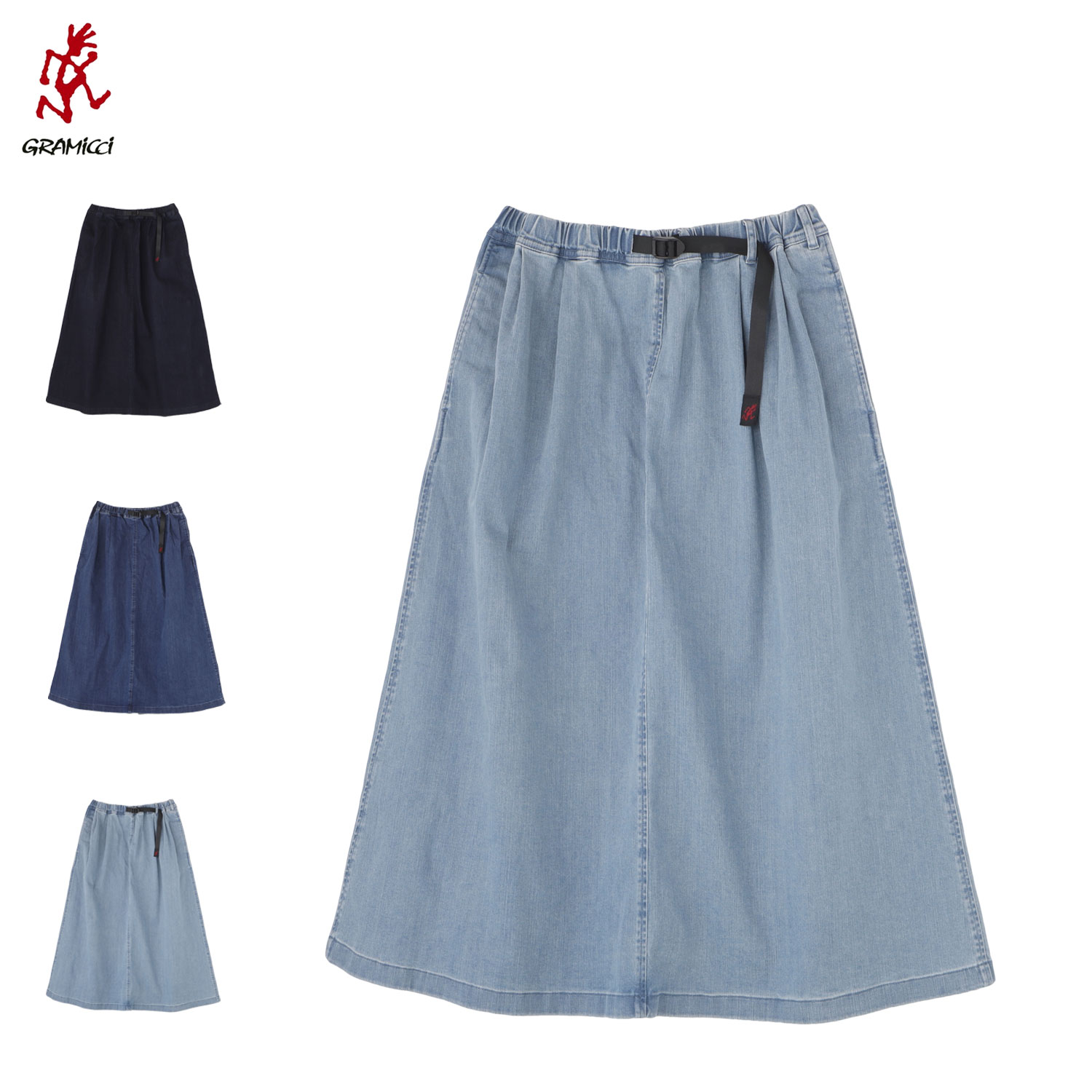 デニム ロングフレアスカート ストレッチ レディース Aライン ゆったり マキシ STRETCH DENIM LONG FLARE SKIRT