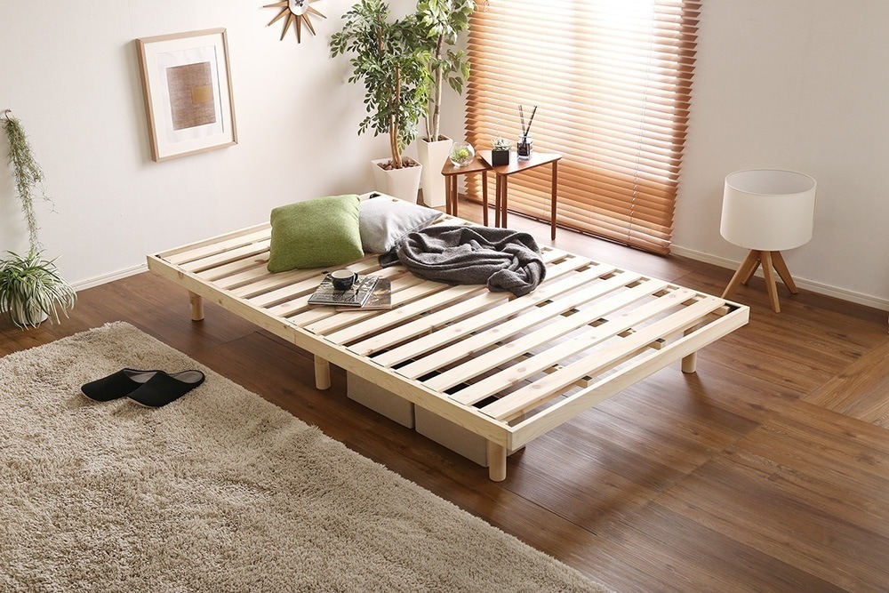 ベッド セミダブル 高さ調節 スノコ ベット 檜 ひのき 頑丈 木製 ヒノキ 脚付きすのこ 耐荷重200kg