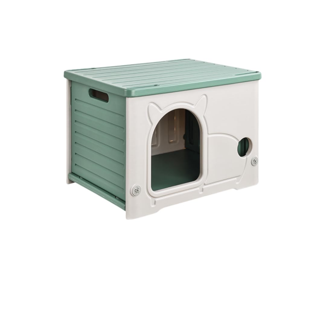 KDBT屋外用猫ハウス（54*41*38cm）小型屋内半密閉型猫ヴィラプラスチック製野良猫犬用ハウスオールシーズン対応防雨日焼け防止取り外し可能でお手入れ簡単耐荷重10kg環境に優しい素材噛んでも