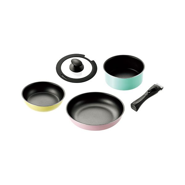 コロセレ キッチンウェア5点セット（フライパン20cm/26cmクックポット18cmガラス蓋18cm着脱式ハンドル） CSS-75