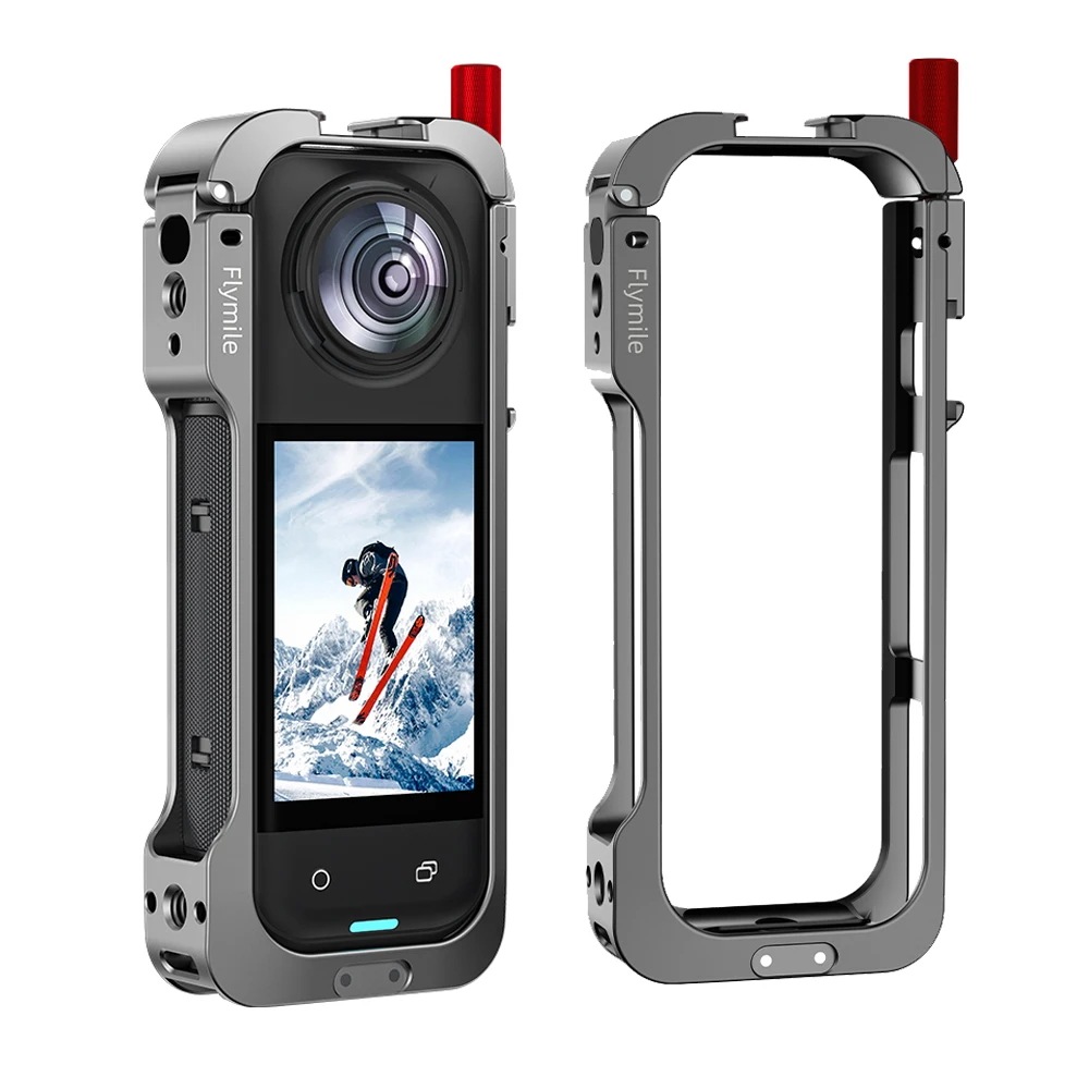 Insta360 X5 用アルミニウムフレームケージInsta 360 X5 用シリコンレンズカバー付きメタルケースコールドシューハウジング耐久性のあるアクセサリー
