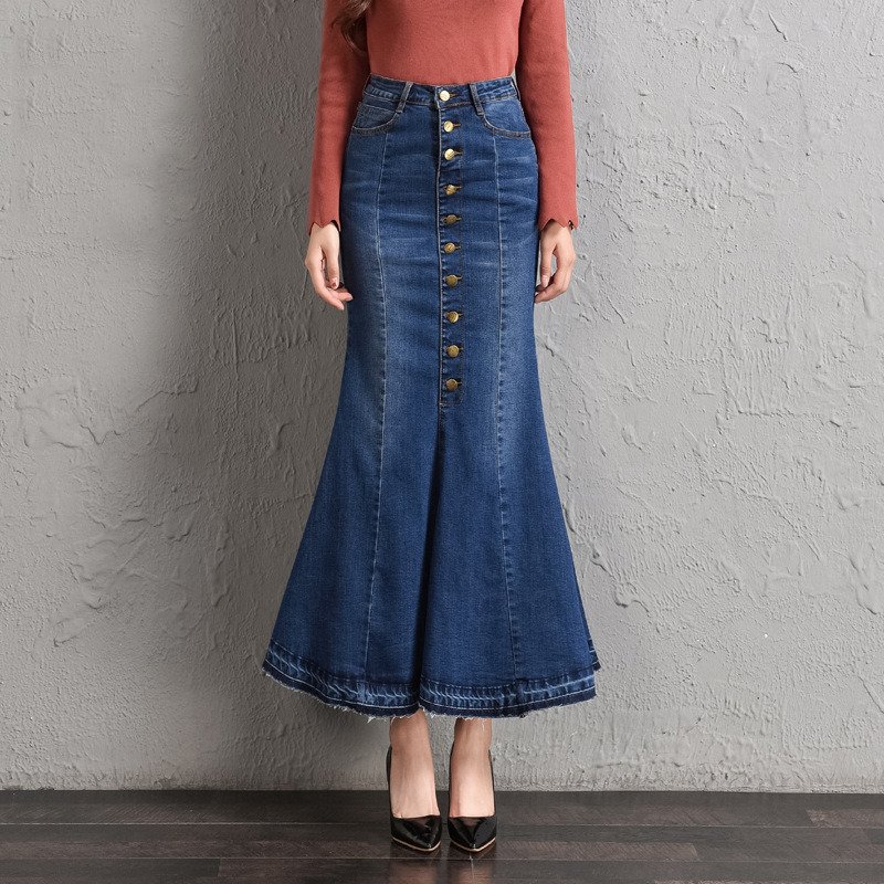 【急速出荷!】デニムロングスカート レディース タイトスカート 大きいサイズ ロング丈 マキシ丈 フレア オシャレ ボトムス 新作 Aライン 可愛い