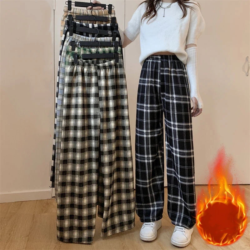 ワイドパンツ ガウチョパンツ 裏起毛 チェック柄 体型カバー レディース スカーチョ 暖かい 防寒 秋冬 コーデ 春 秋 美脚 ズボン