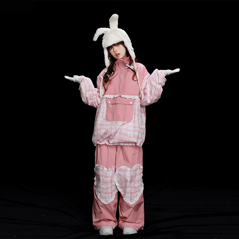 24-25 新作 スキーウェア レディース 可愛い ピンクピッチ スノーボードウェア アウター ジャケット パンツ 撥水/防風/保温