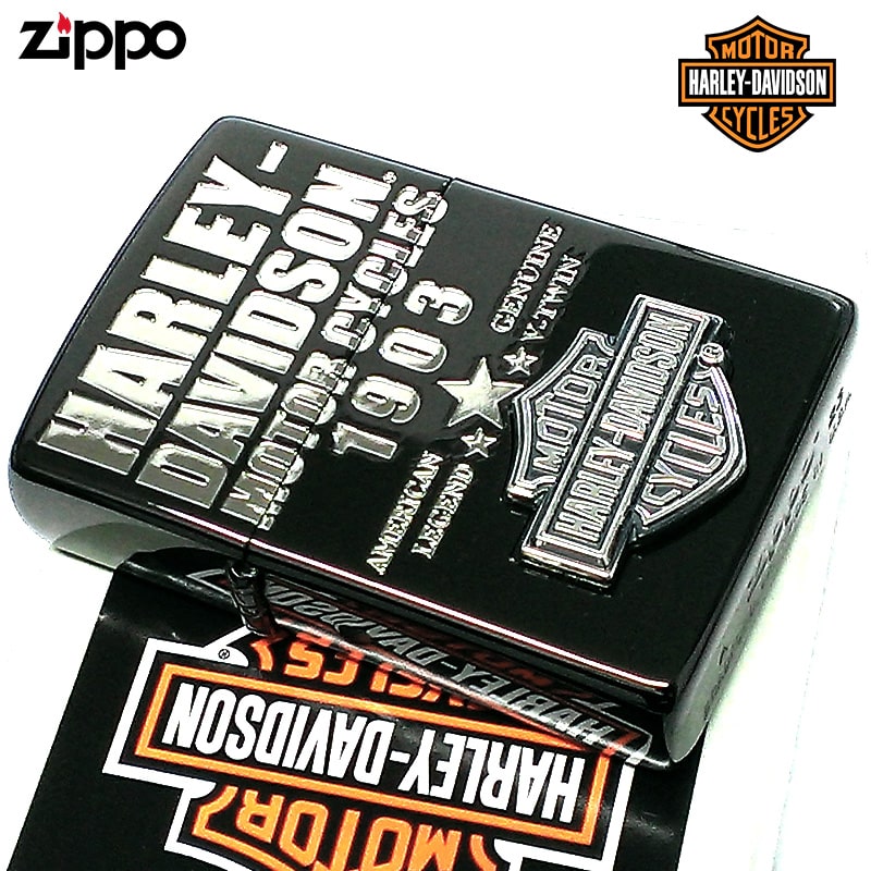 ZIPPOライター HARLEY-DAVIDSON ロゴ シルバー燻しメタル ハーレー ダビッドソン ジッポライター エッチング彫刻 黒 かっこいい 渋い おしゃれ プレゼント ギフト メンズ