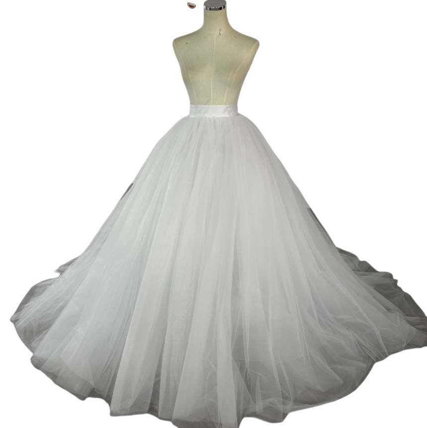 オーバースカート オフホワイト チュールスカート トレーン 編み上げ 花嫁/ウェディングドレス